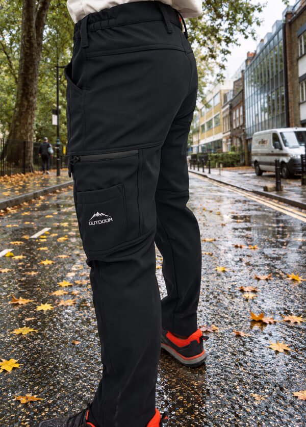 ERKEK SOFTSHELL OUTDOOR NAKIŞLI TAKTİK PANTOLON SİYAH